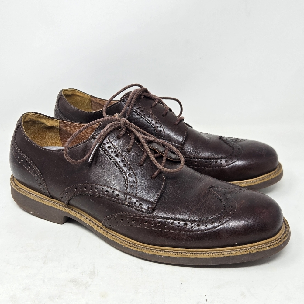 COLE HAAN Mens Grand OS Wingtip Oxford Dress Shoes Brown Leather Lace Up Size 9M